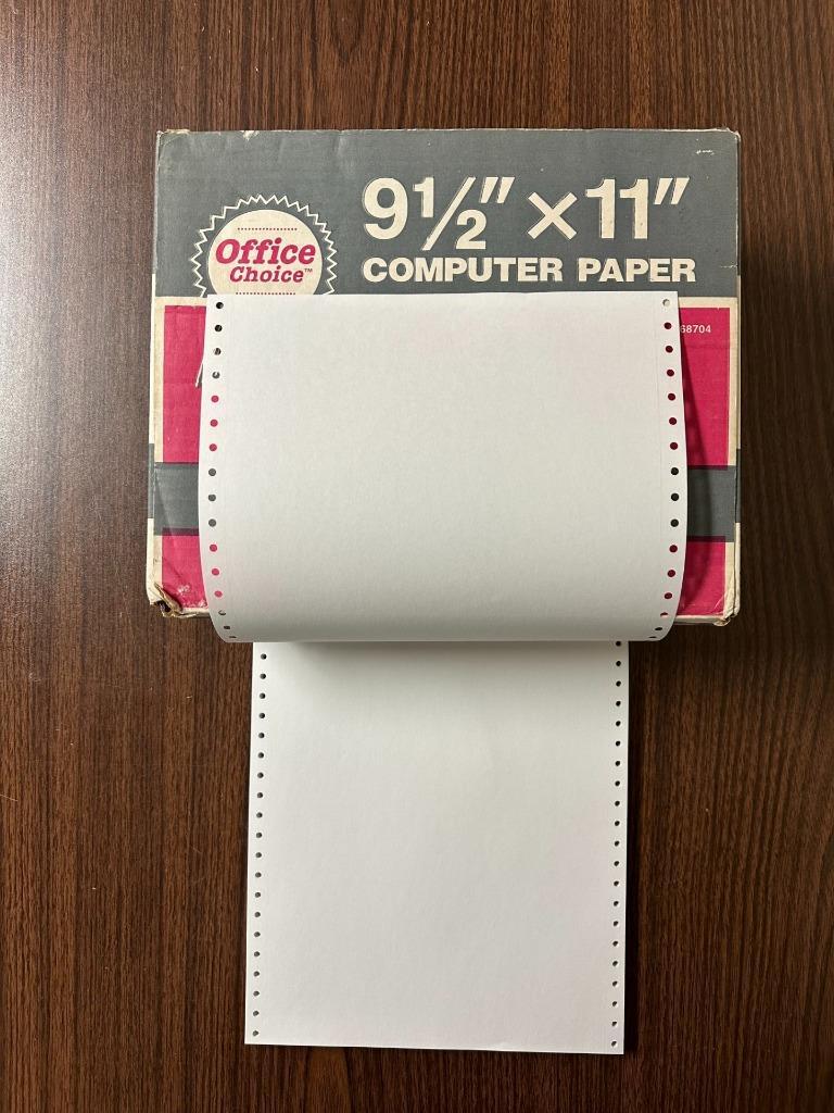 100 Sheets White Tractor Feed Continuous Printer Paper Dot Matrix