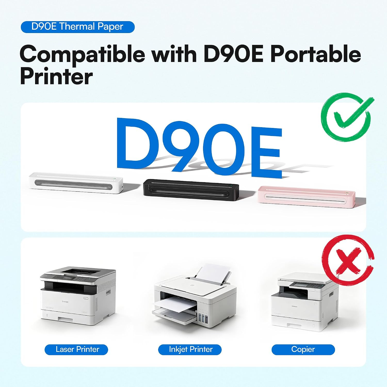 D90E Thermal Printer Paper 8.5 X 11 Inch, Continuous Folding Thermal Paper, US L