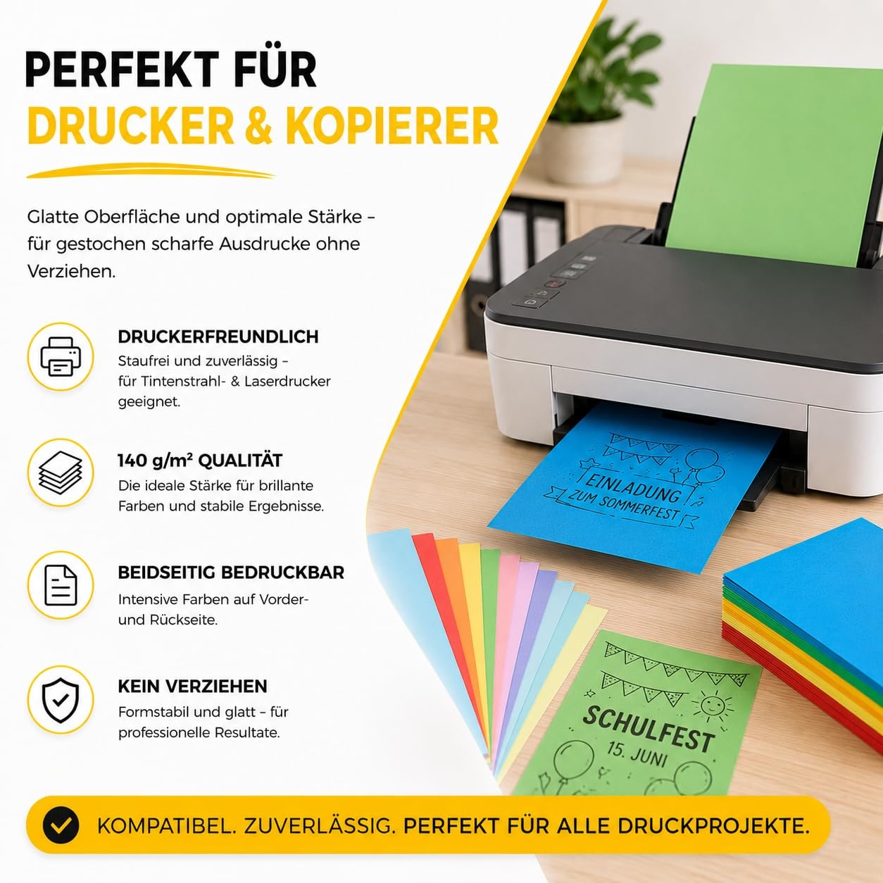 100x Paper Colourful 140gsm Craft Paper & Coloured Paper for Printers & Crafts…