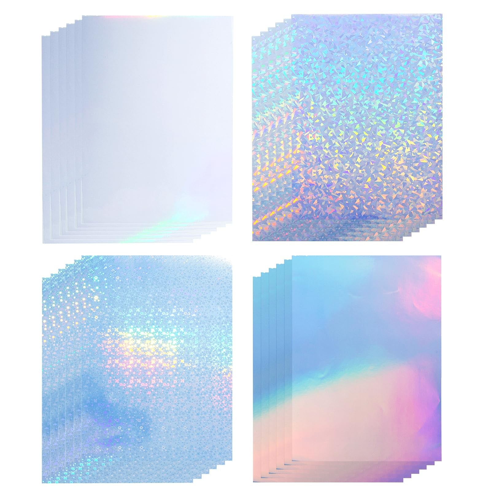 Nihuecne 24 Sheets Vinyl Printable Sticker Paper A4 Size (8.25″ x 11.7″) Holo…