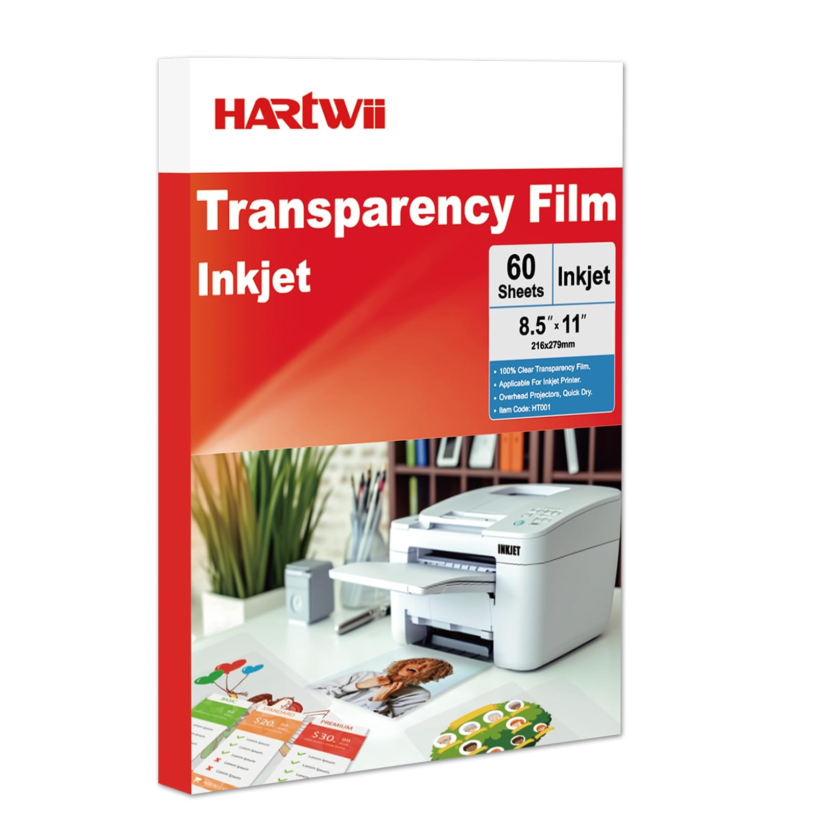 Inkjet Transparency Film 60 Sheets 100% Clear Overhead Projector Film for Ink…