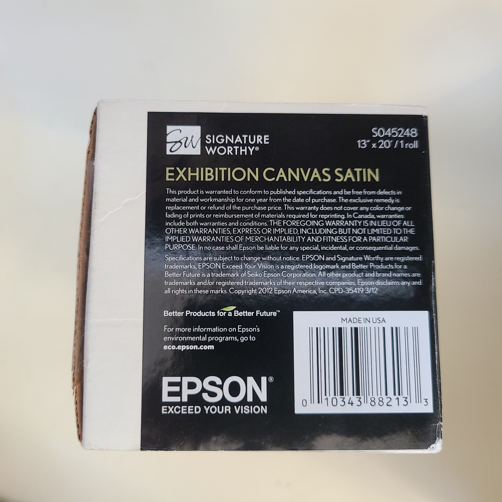Epson Exhibition Canvas Satin Inkjet Paper Roll 13″ x 20′ Archival S045248