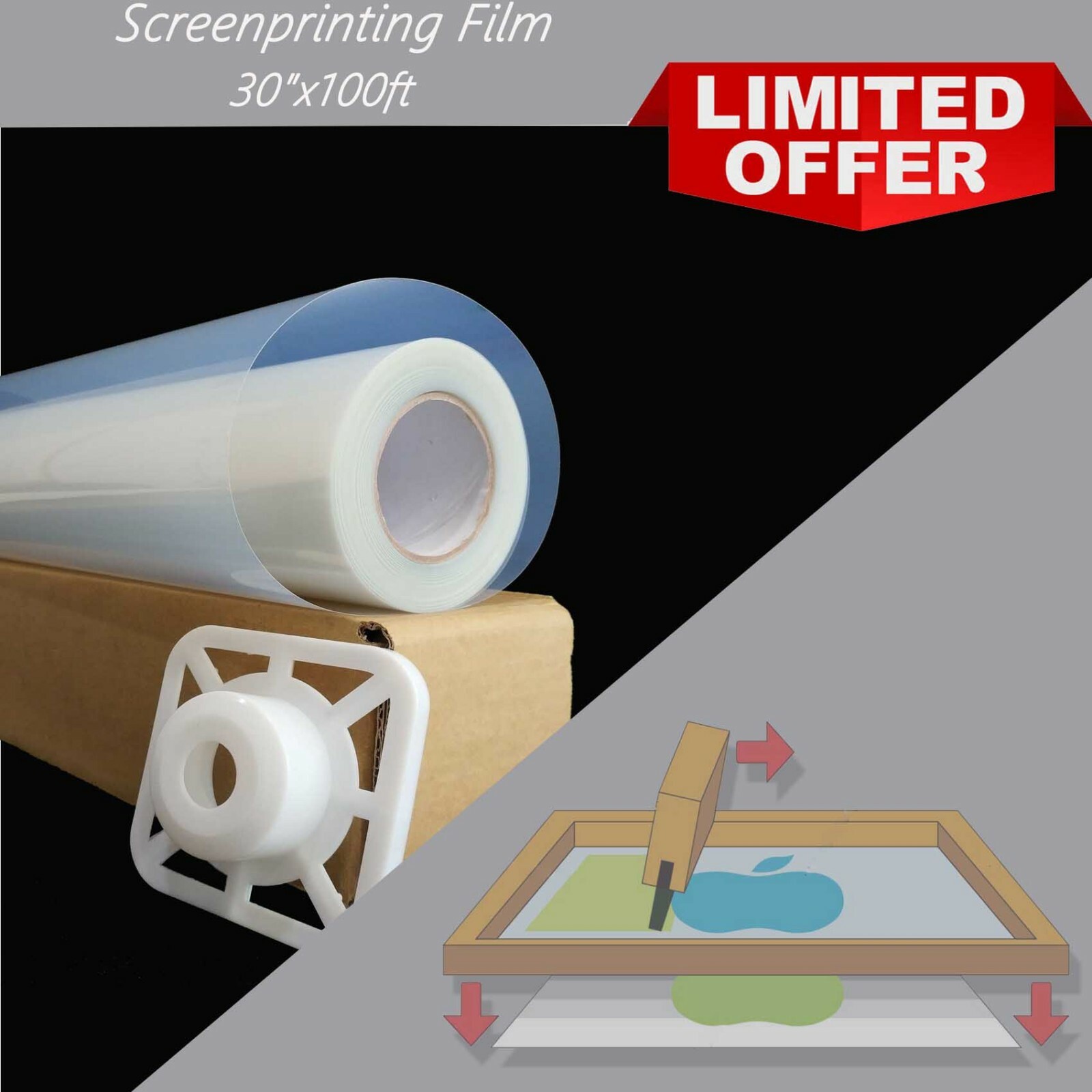 Waterproof Inkjet Instant-Dry Silk Screen Printing Transparency Film 30″x100ft