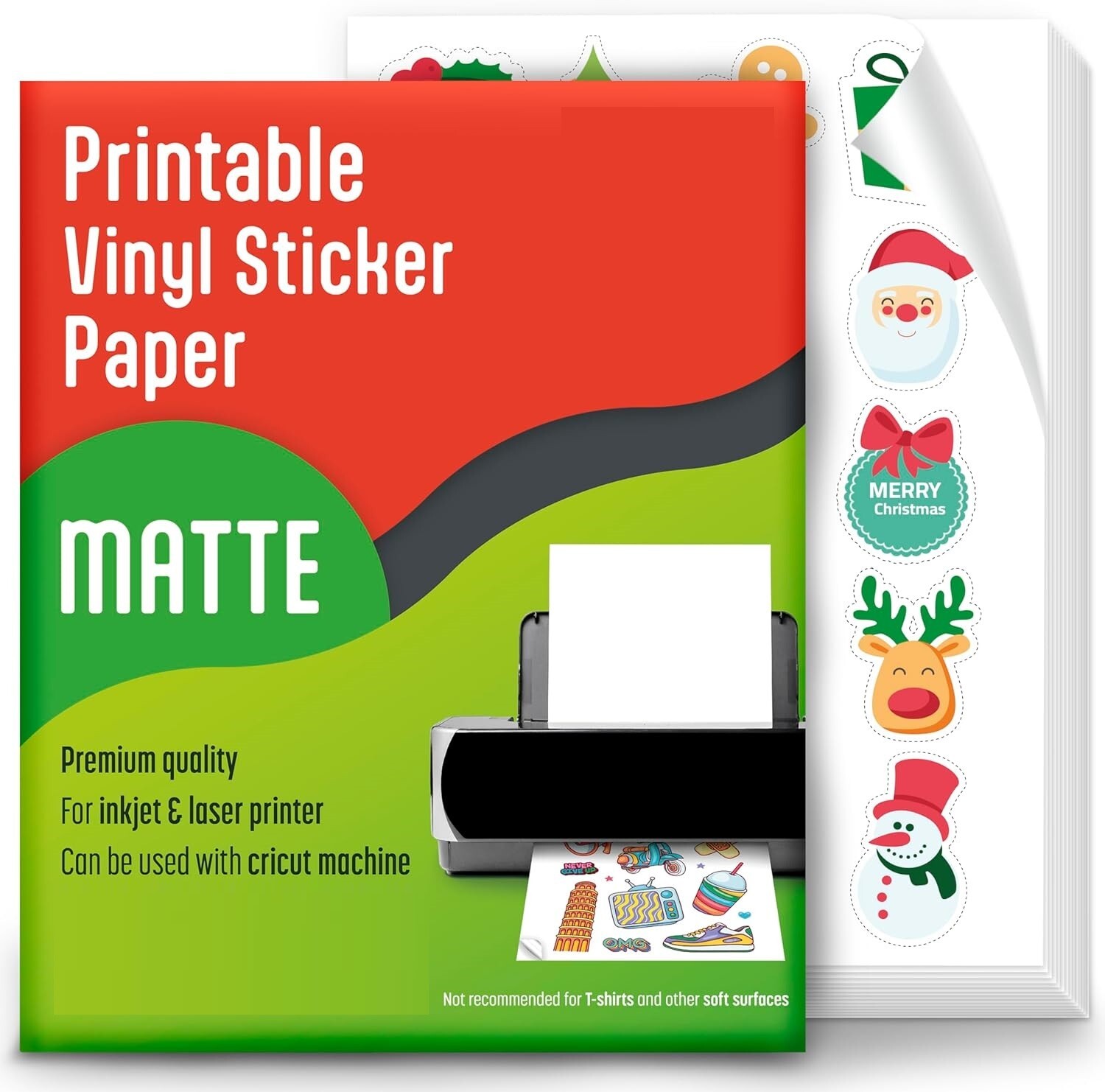100 Matte 8.5″x11″ Printable Vinyl Sticker Paper for Inkjet Laser Waterproof