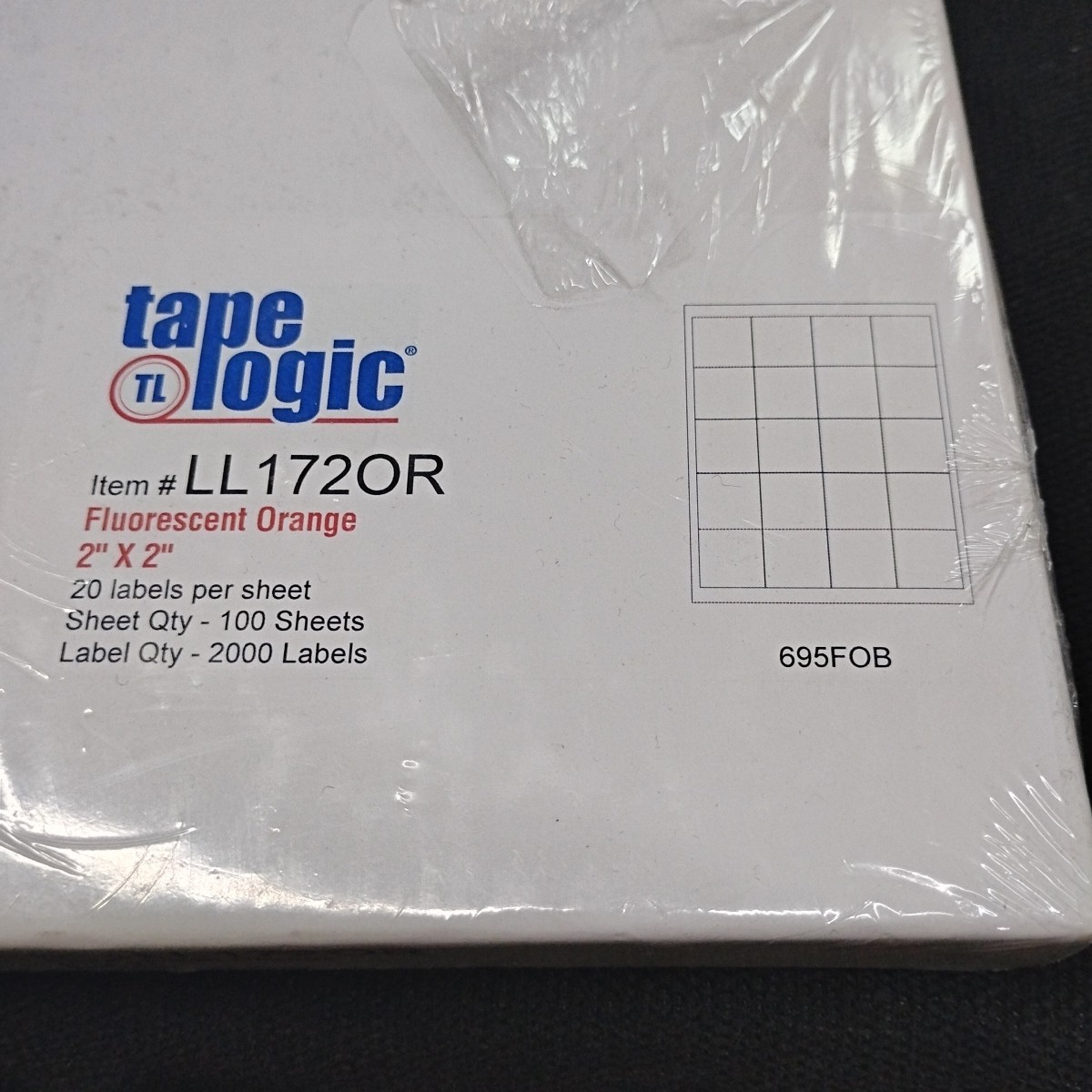2,000-Count Tape Logic LL1720R Flourescent Orange 2″ x 2″ Labels