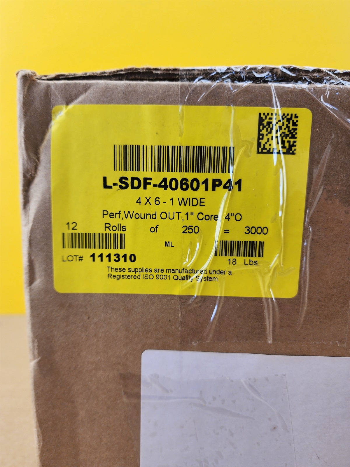 NEW Case of 4″ W x 6″ L Direct Thermal Labels, White, 250/Roll, 12 Rolls/Case