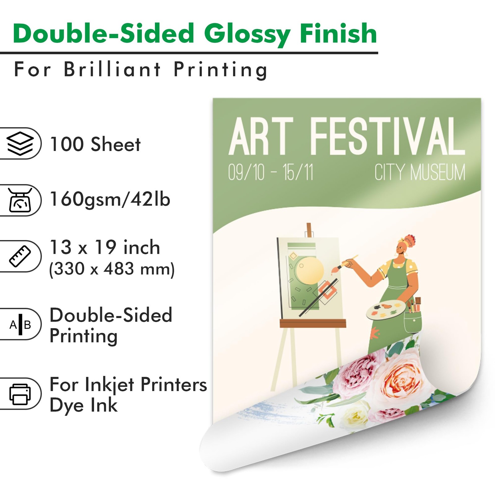100 Sheets Koala Brochure Paper 13×19 Inch Double Side Glossy Photo 42LB