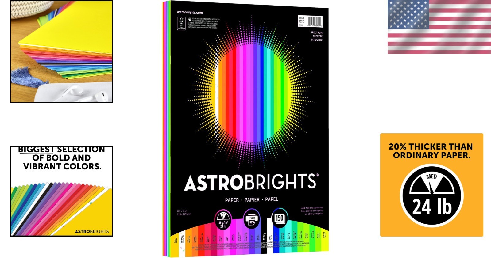 Astrobrights Spectrum 25-Color Assorted Paper, 150 Sheets