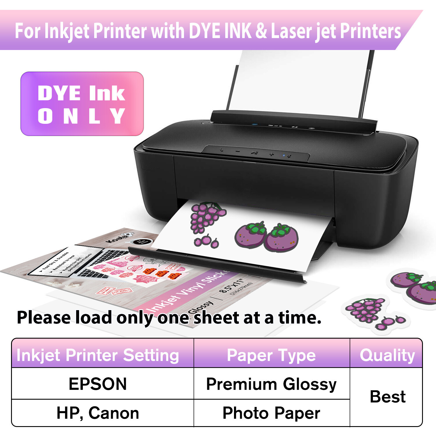 40 Pk Mixed Koala Glossy + Matte Printable Vinyl Sticker Paper for Inkjet Laser