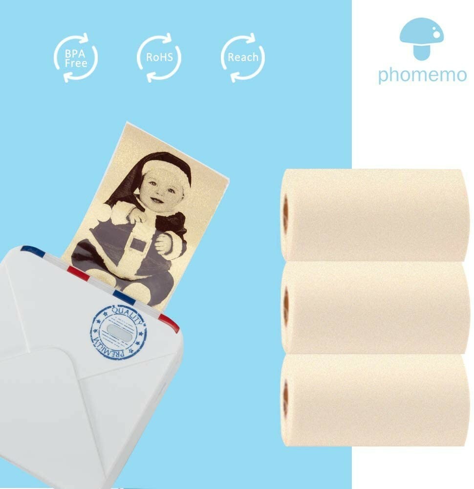 Phomemo M02 Gold Glitter Thermal Label Printer Paper Adhesive 53mm x3.5m 3 Rolls