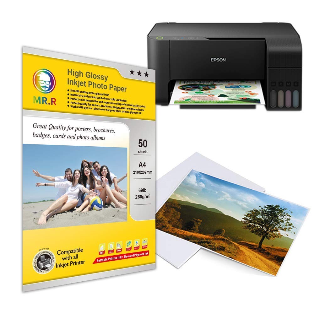 260gsm 50 Sheets A4 Size Single Sided Glossy Inkjet Photo Paper Inkst…