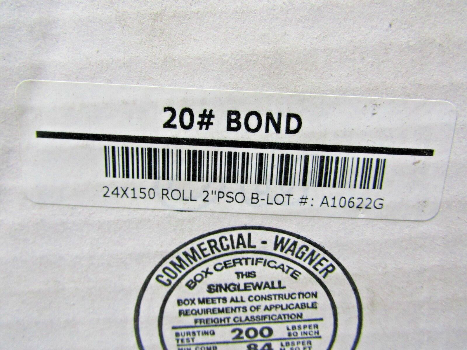 🔥4) NEW PATRIOT 20LB BOND 2″ PSO PRINTER PAPER 24″ X 150′ 4 ROLLS IN BOX 13020B