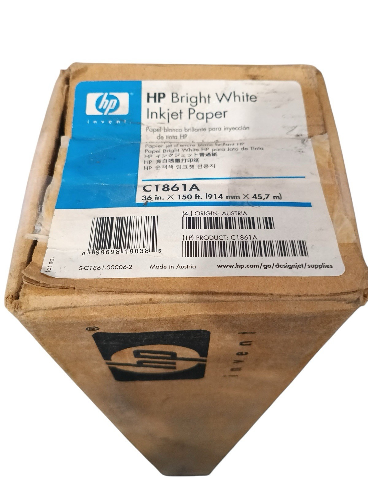 HP Bright White Inkjet Paper 36 in x 150 ft C1861A Inkjet White