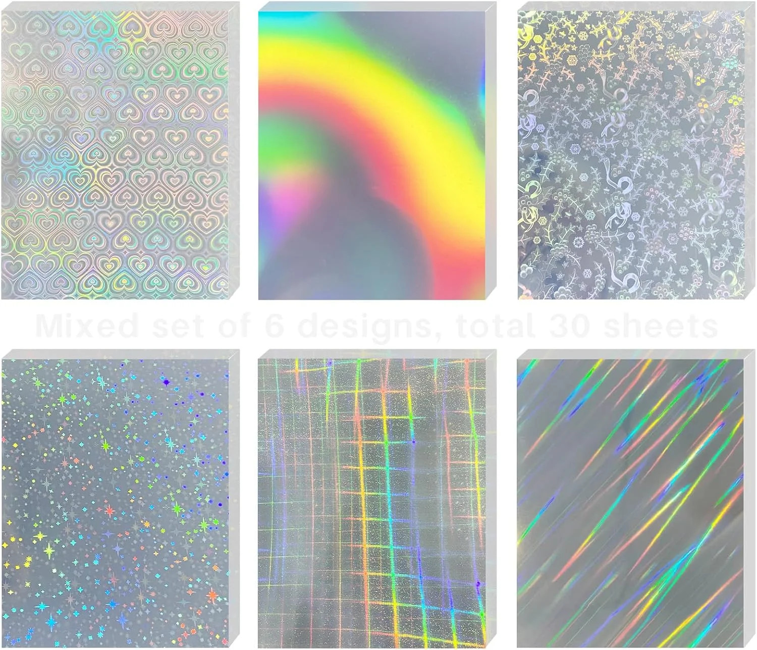 30 Sheets Holographic Sticker Paper for Inkjet&Laser Printer, Printable Vinyl St