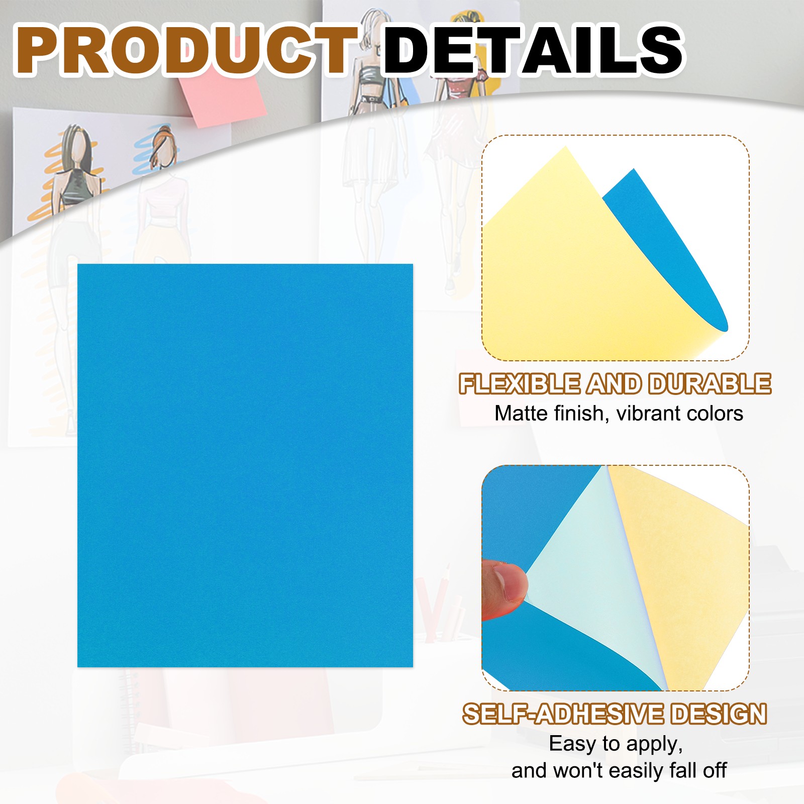 15 Sheets Printable Vinyl Sticker Paper for Inkjet Printer, Blue