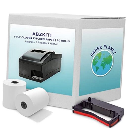 Kitchen Printer Paper for Clover Kitchen Receipt Printer 20 Rolls & 1 Ribbon