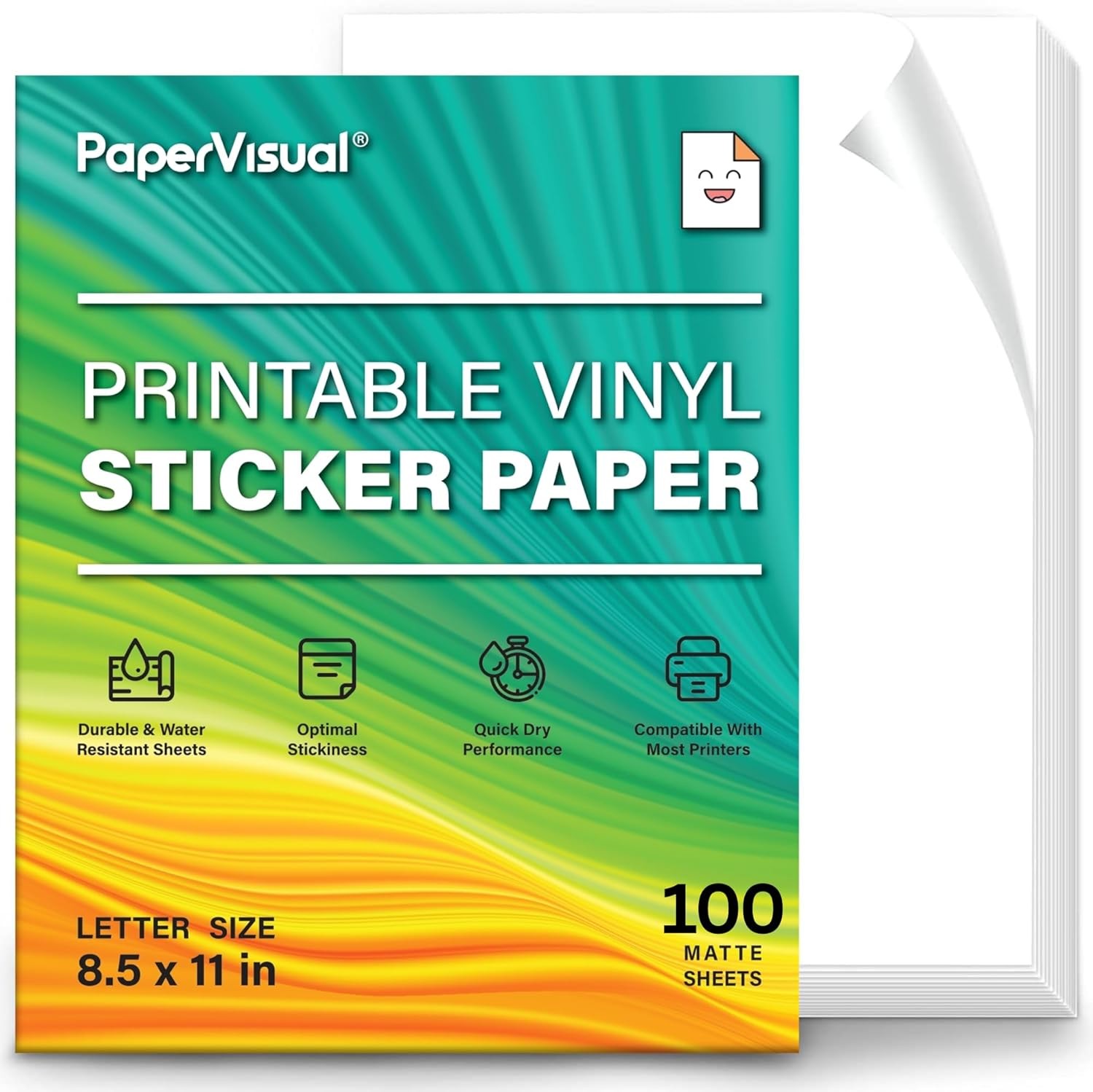 Premium Printable Vinyl Sticker Paper for Inkjet and Laser Printer – 100 Whit…