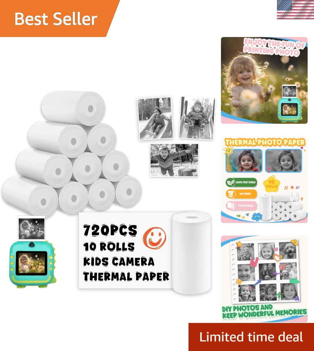 720Pcs Thermal Paper for Kids Camera Instant Print, 57x25mm Instant Print Pap…