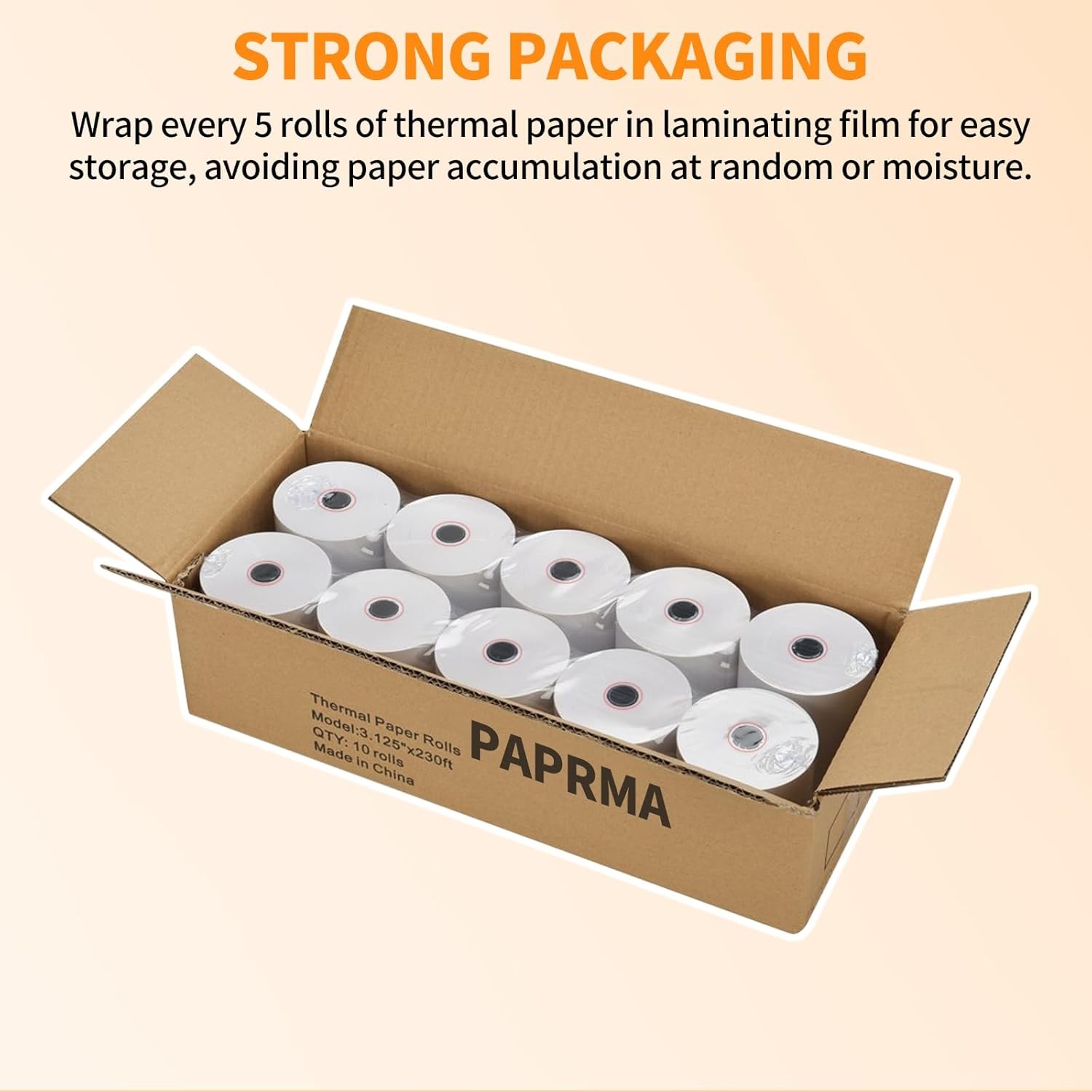 3 1/8” x 230ft’ Thermal Paper Receipt 10 Rolls, 3 1/8 x 230ft, 10 Rolls