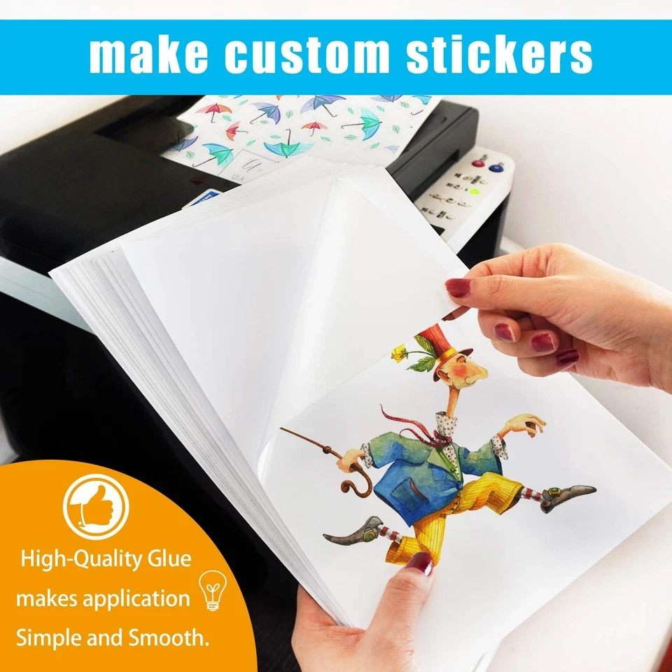 Premium Printable Vinyl Sticker Paper for Inkjet Printer – 25 Matte White Wat…