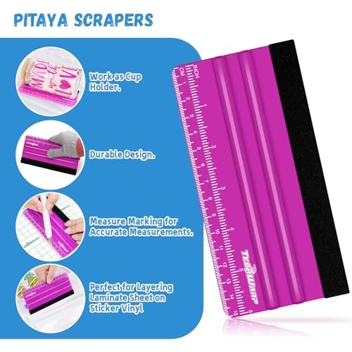 Professional Squeegee for Vinyl, 20 PCS Plastic Felt 20pcs Pitaya & Blue