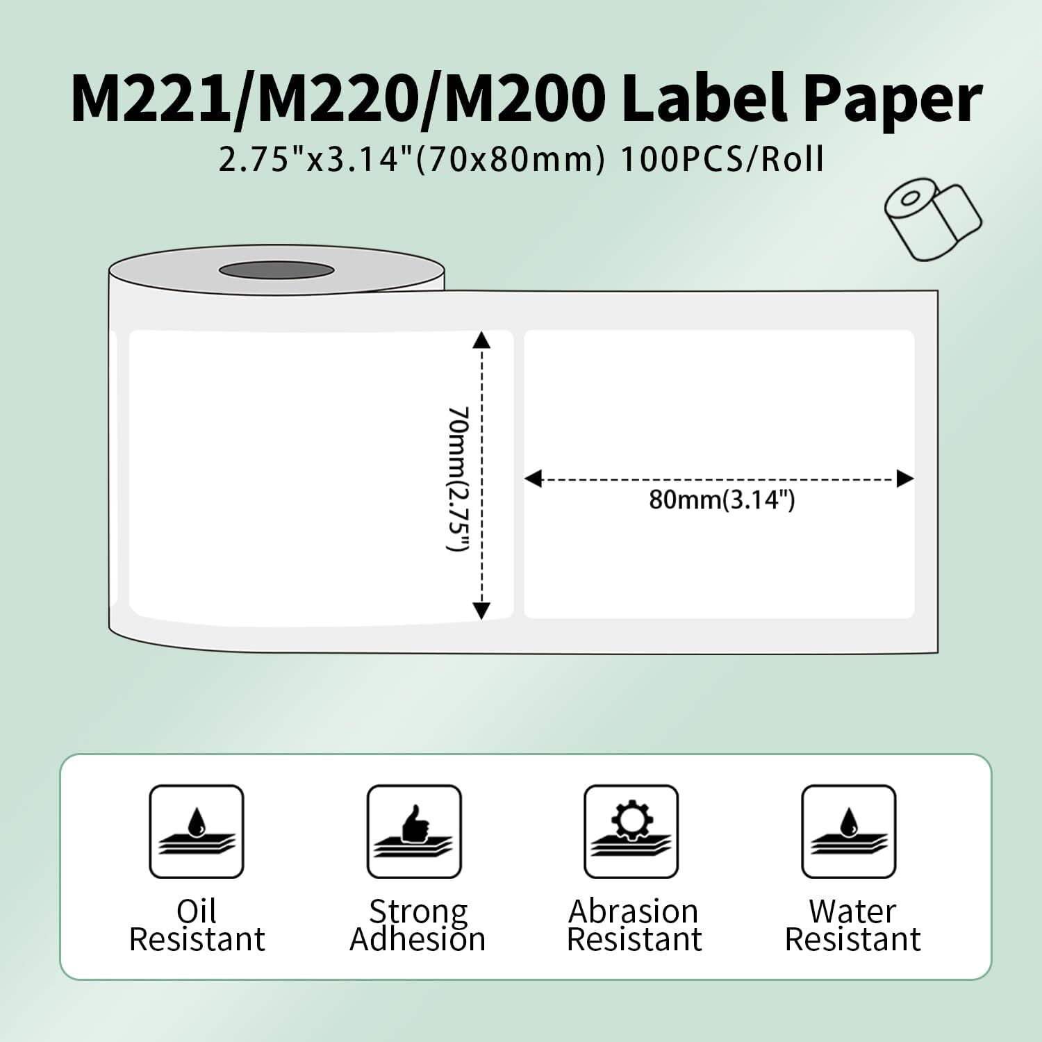 Square 70*80mm Self-Adhesive Thermal Label Paper for Phomemo M200/M220 Printer