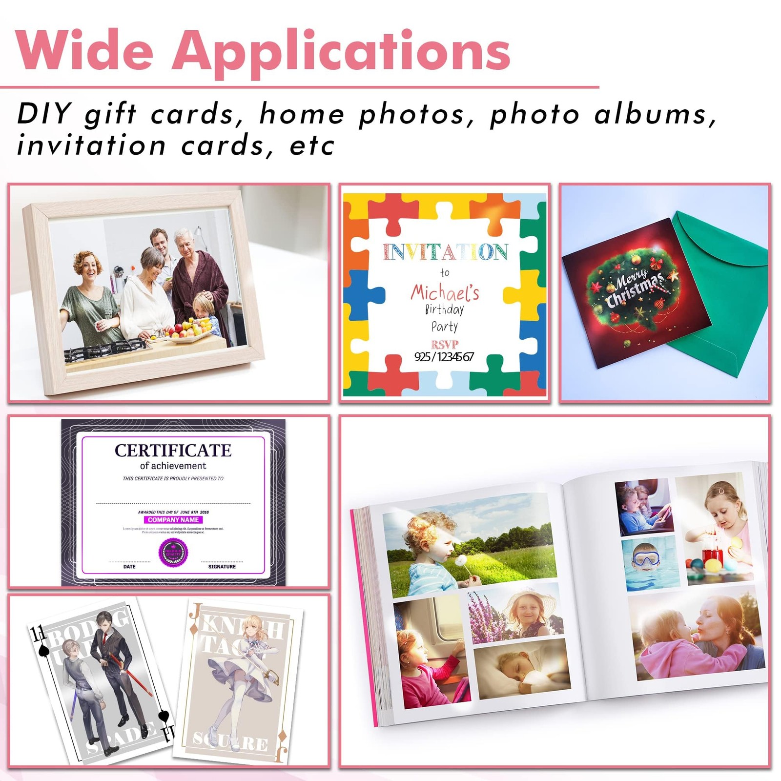 200 PCS 5×7 Inch 54lb 200gsm Glossy Thick Inkjet Photo Paper Invitation Cards
