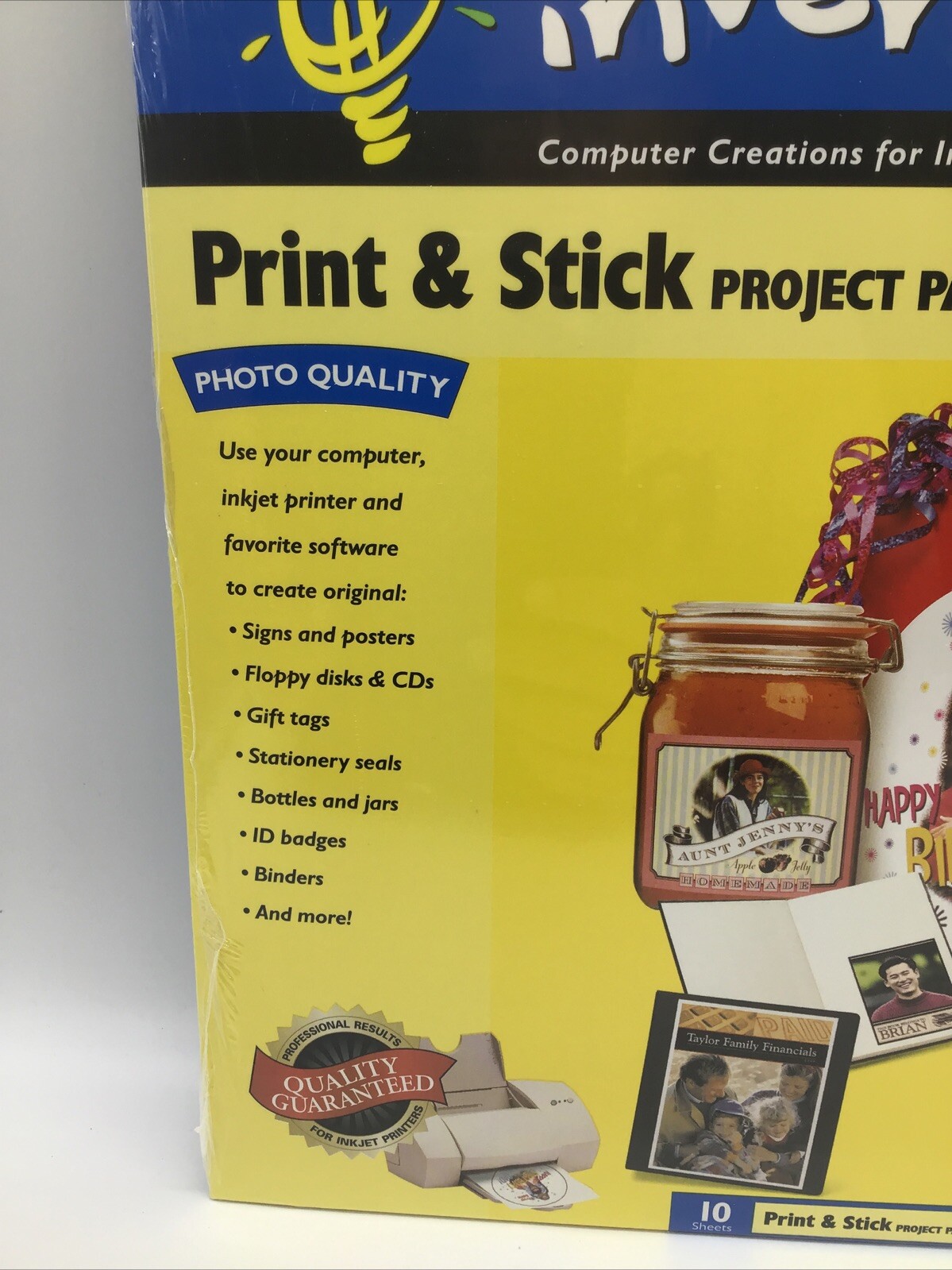 INVENT IT! Print & Stick Project Paper Gloss Finish 10 Sheets 8.5”x11” Brand New