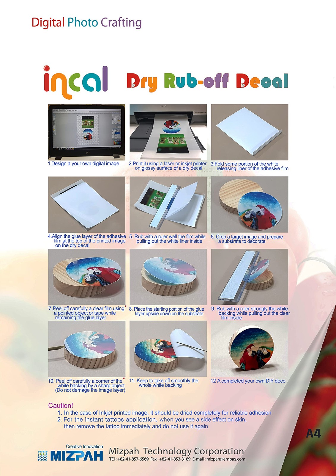 5 Sets Dry Ruboff Decal Film for Inkjet Printer A4 8.27×11.7 Inch DIY