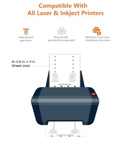 Laser & Inkjet Printer Cleaning Sheet 8.5 X 11 10 Sheets