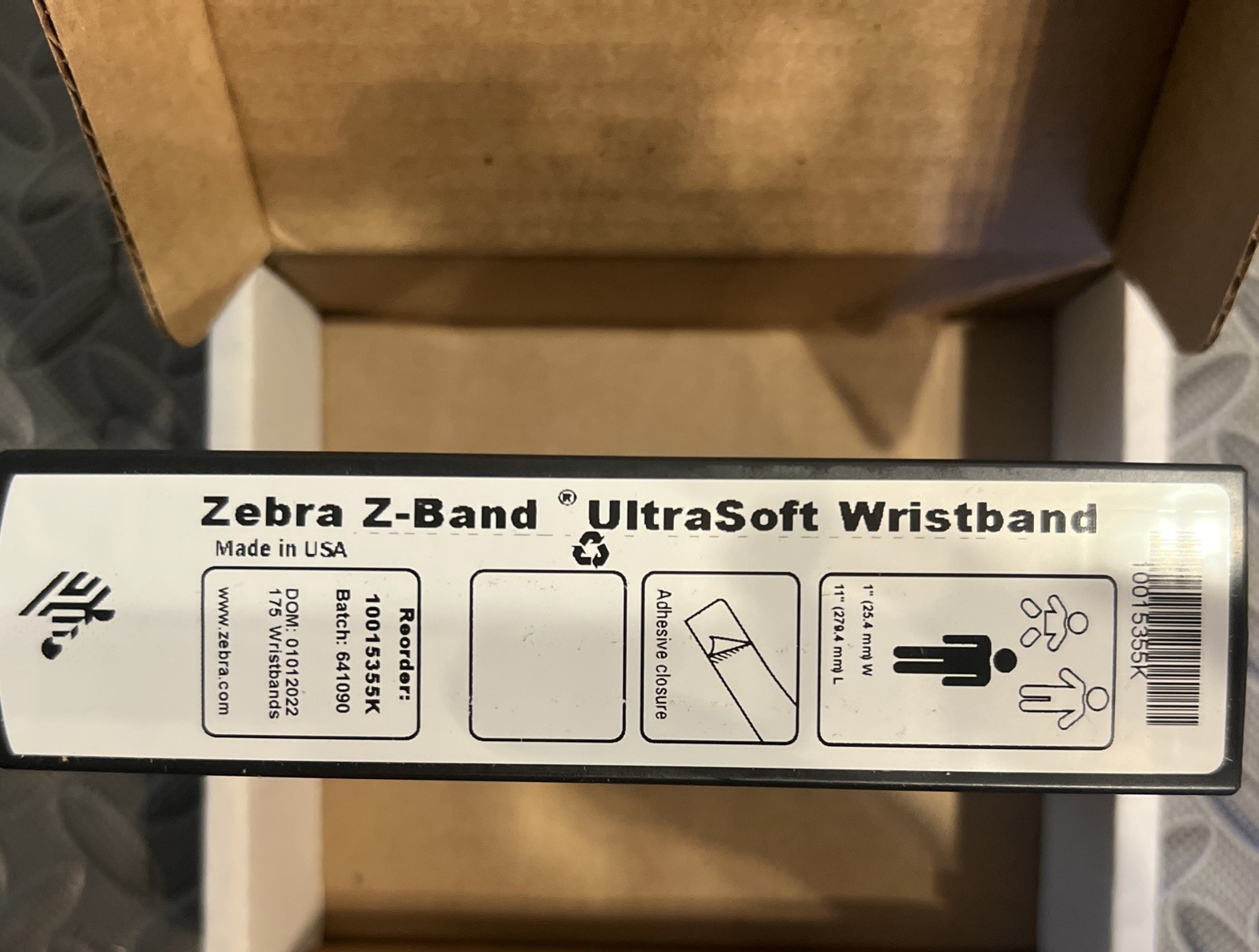 2 Qty Zebra 10015355K Z-Band UltraSoft Wristband 1″ x 11″ (175 Wristbands)