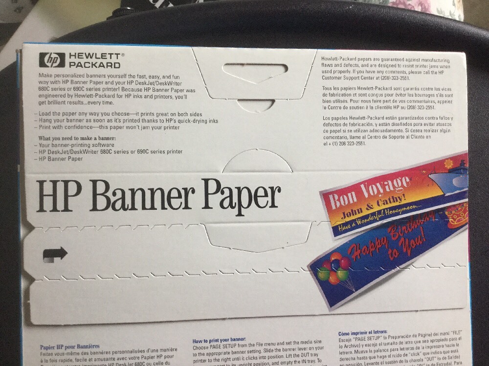 BRAND NEW! HP Banner Paper Makes 15 Banners Of 5 Feet Each Birthday Special Occa