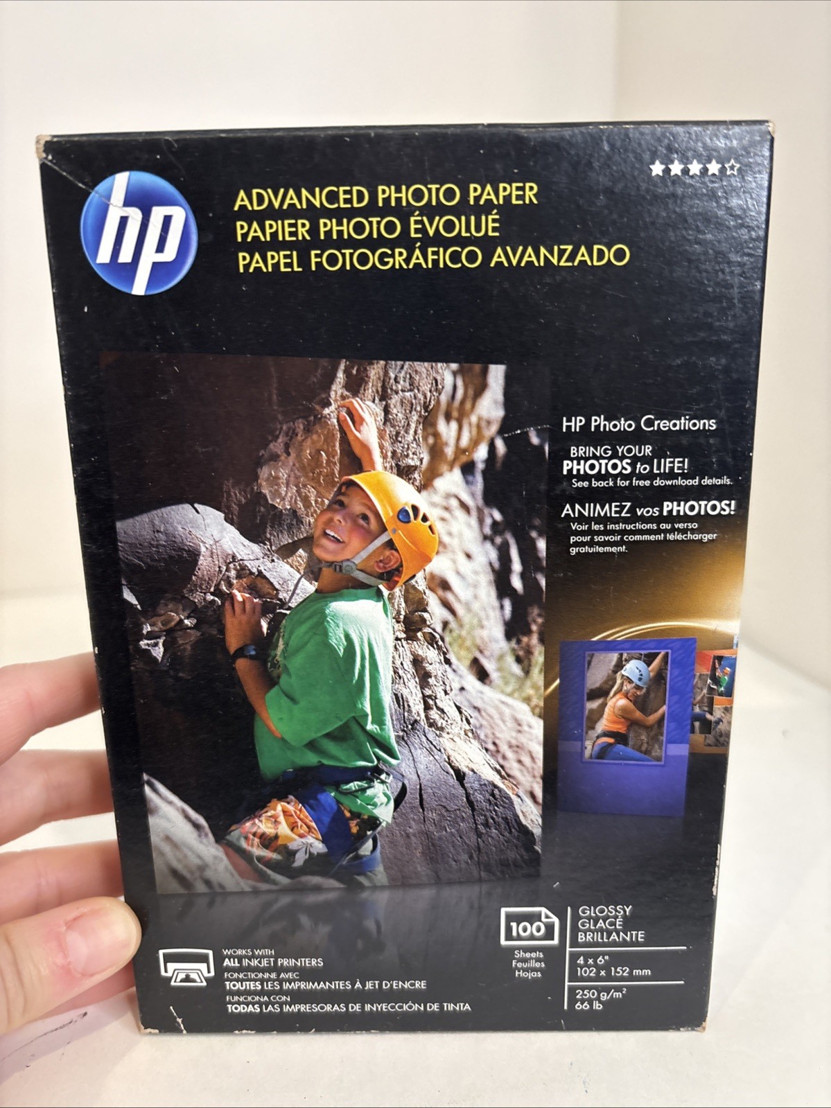 HP Advanced Photo Paper, Glossy, 4×6 in, 100 sheets (Q6638A) NEW