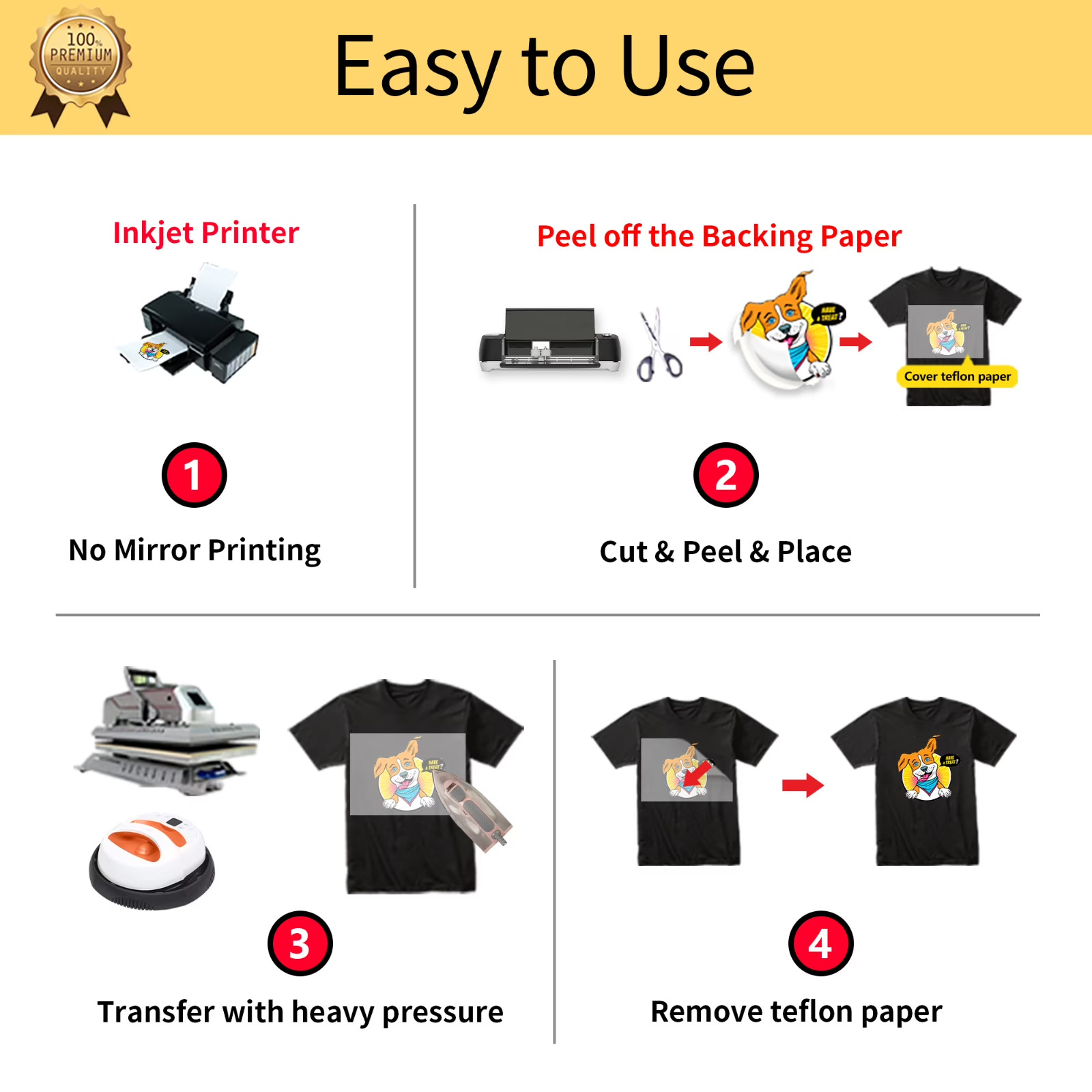 Inkjet Printable Heat Transfer Paper Dark+Light+GITD+Glitter T-Shirt 20 Sheets