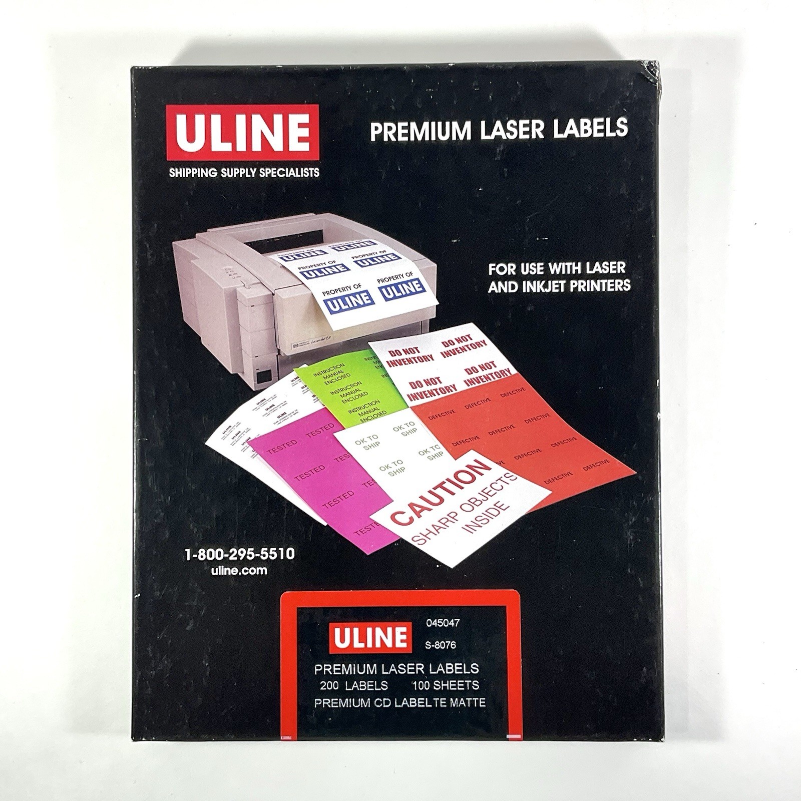 ULINE Premium Laser CD Labels WHITE Matte 86 Sheets 172 Labels OPEN BOX S-8076
