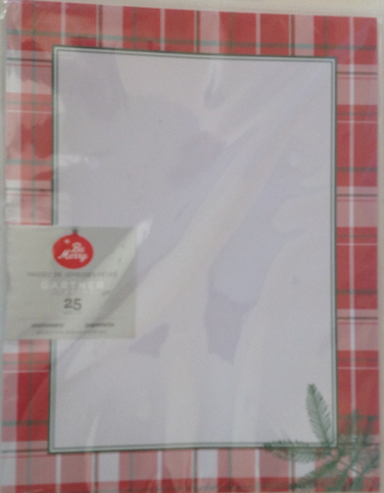 Gartner Computer Print Paper New 25 Sheets Christmas Plaid Pine Border 8.5×11