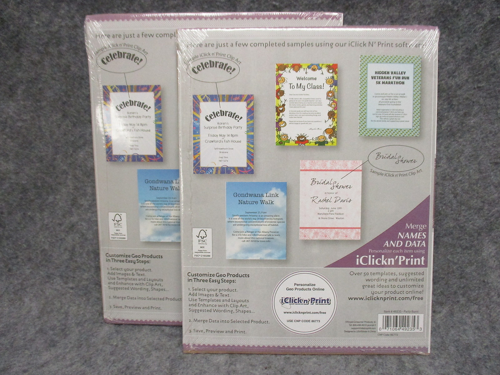 (50) Sheets Geographics Letterhead Celebrate Party Burst Border New In Package