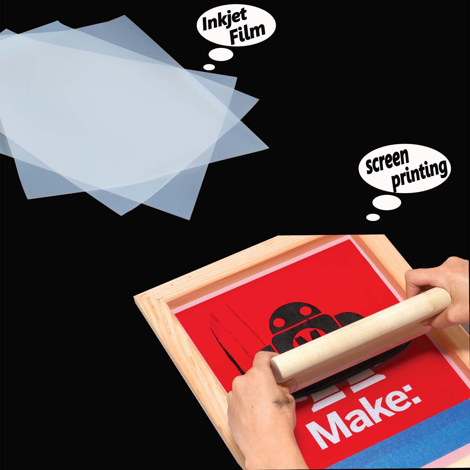 8.5×11，Waterproof Inkjet Screen Printing Transparent Film for EPSON，100 sheets