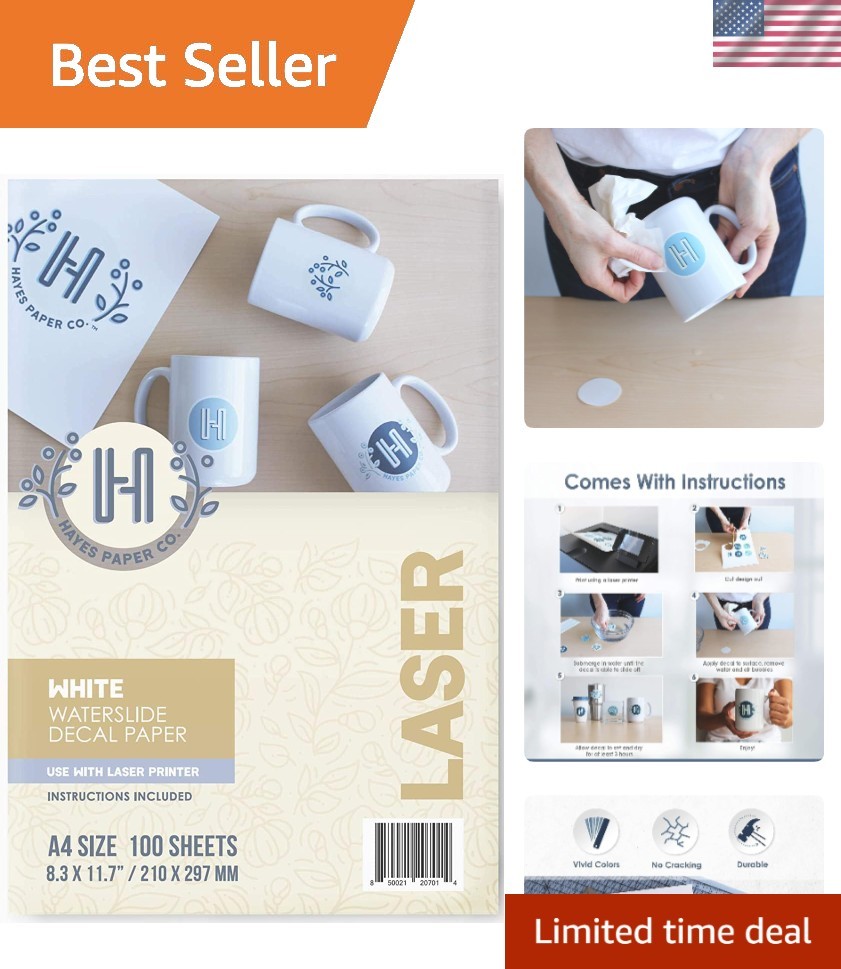 100 Sheets A4 Laser Decal Paper – Ideal for Ceramics, Glass, Metal, and More