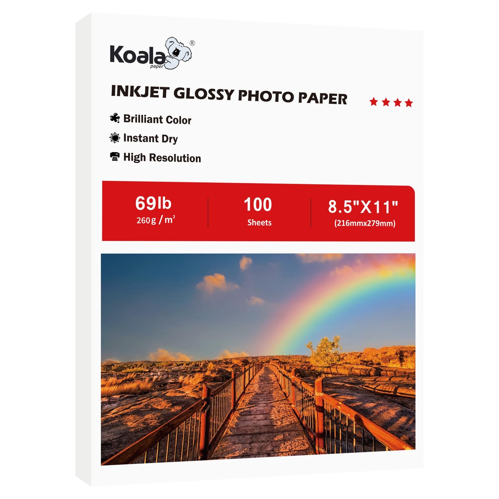 Koala Heavyweight Thick Glossy Photo Paper Single Sided 8.5×11 Inches 69LB 26…