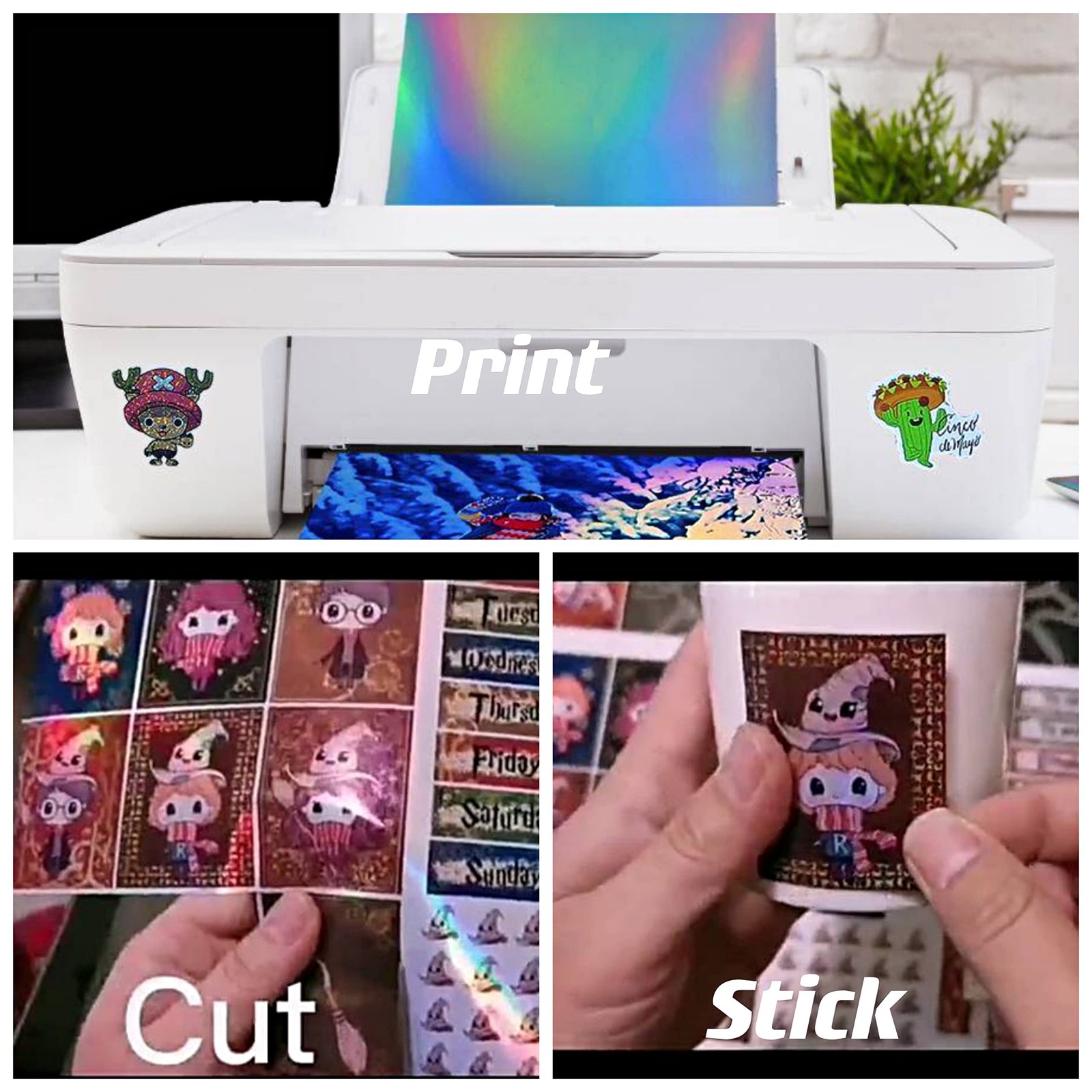 Holographic Printable Sticker Paper Waterproof Vinyl Sticker Sheets