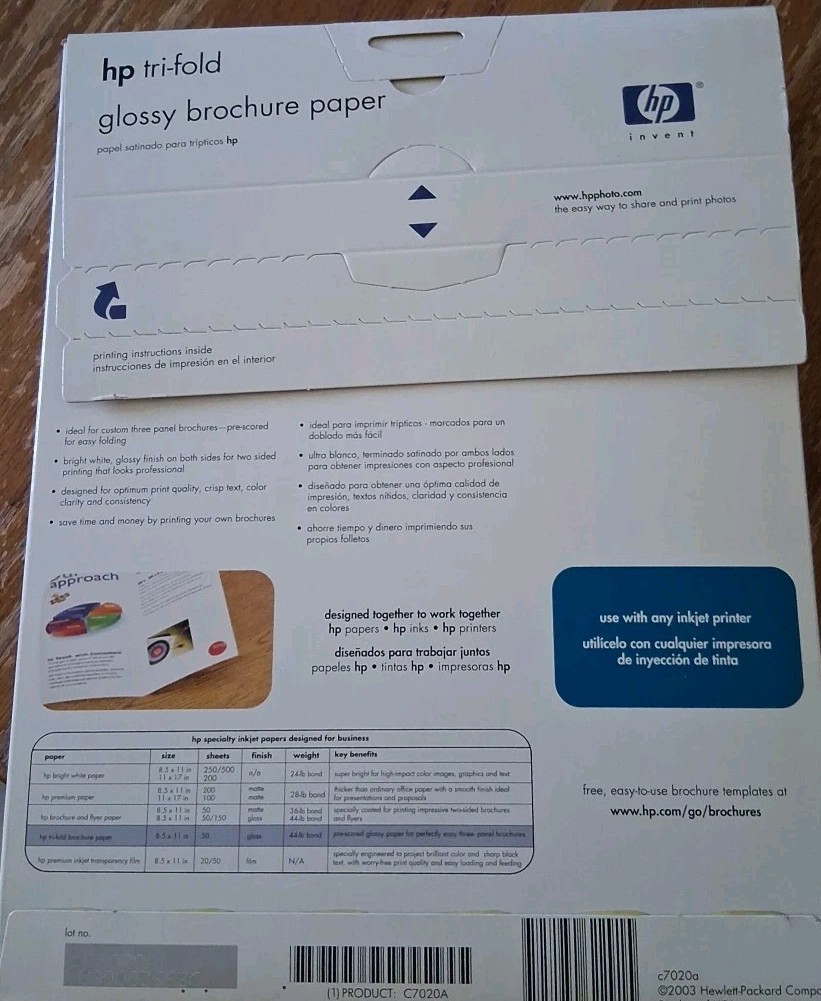HP Inkjet Tri-Fold Brochure Paper Matte Finish 8.5″ x 11″ 100pcs New