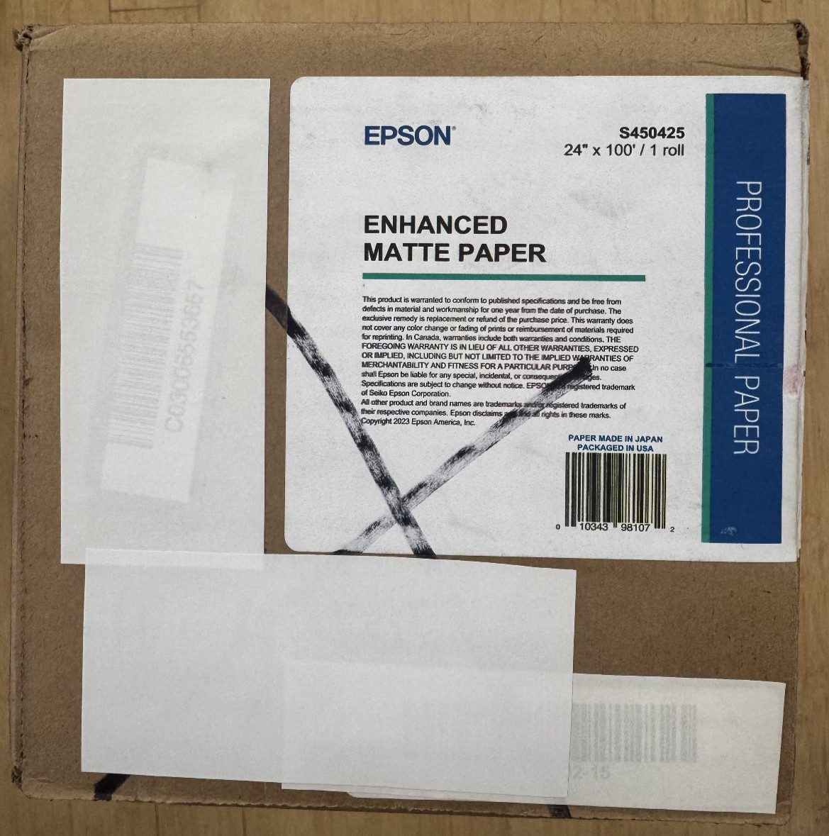 Epson S450425 Wide Format Photobase Paper • 24-inch x 100′ • Matte Finish