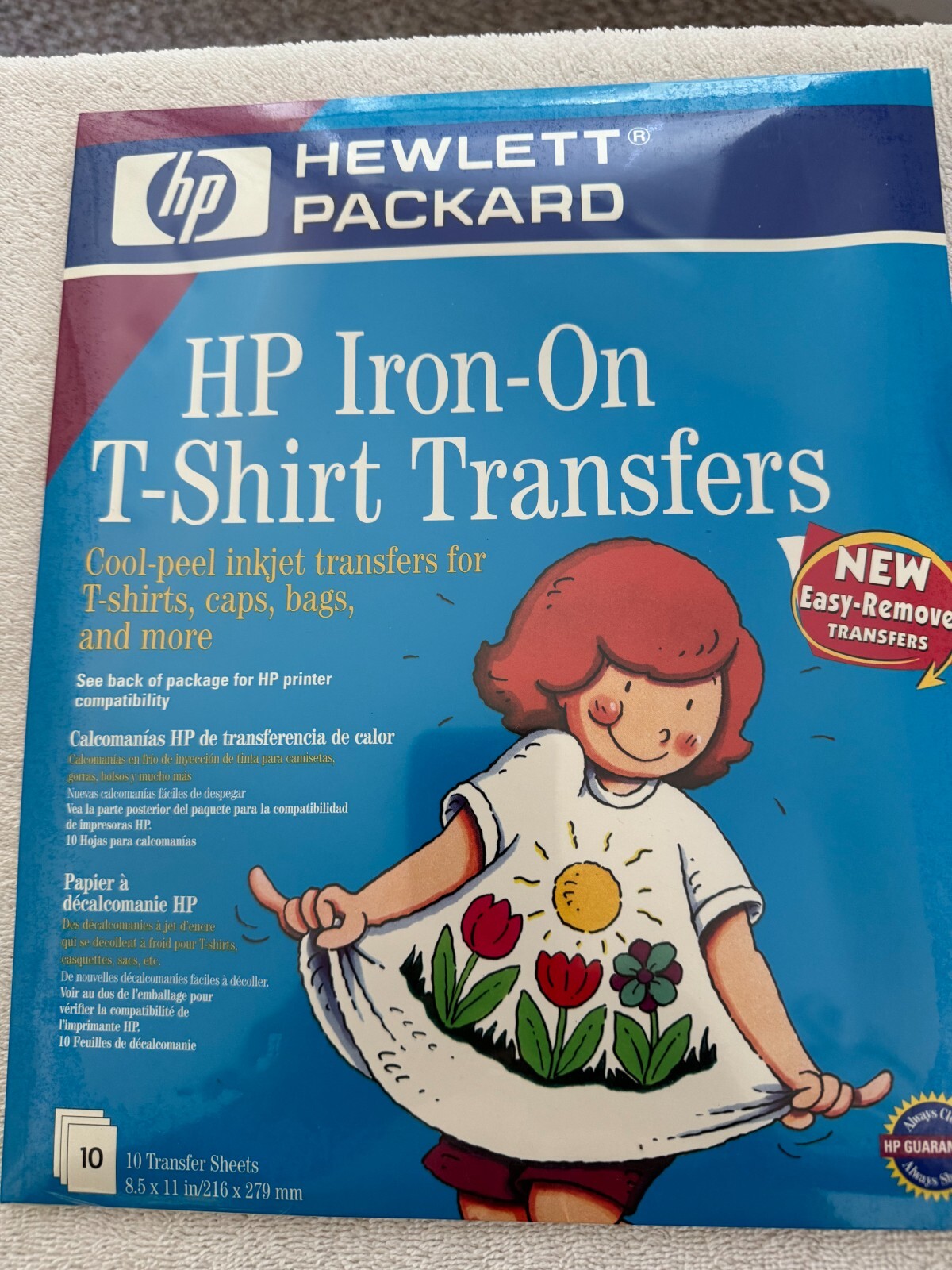 Hewlett Packard C6049A Iron-On T-Shirt Transfers – 10 sheets 8.5 x 11 – NIP
