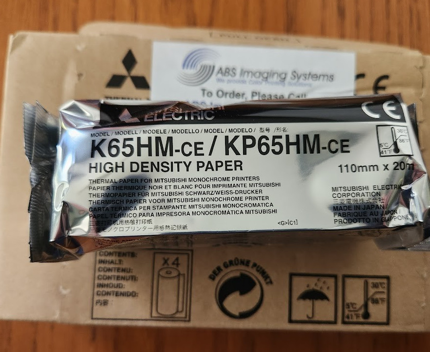 MITSUBISHI K65HM-CE / KP65HM-CE THERMAL PRINTER PAPER HIGH DENSITY 3 Roll