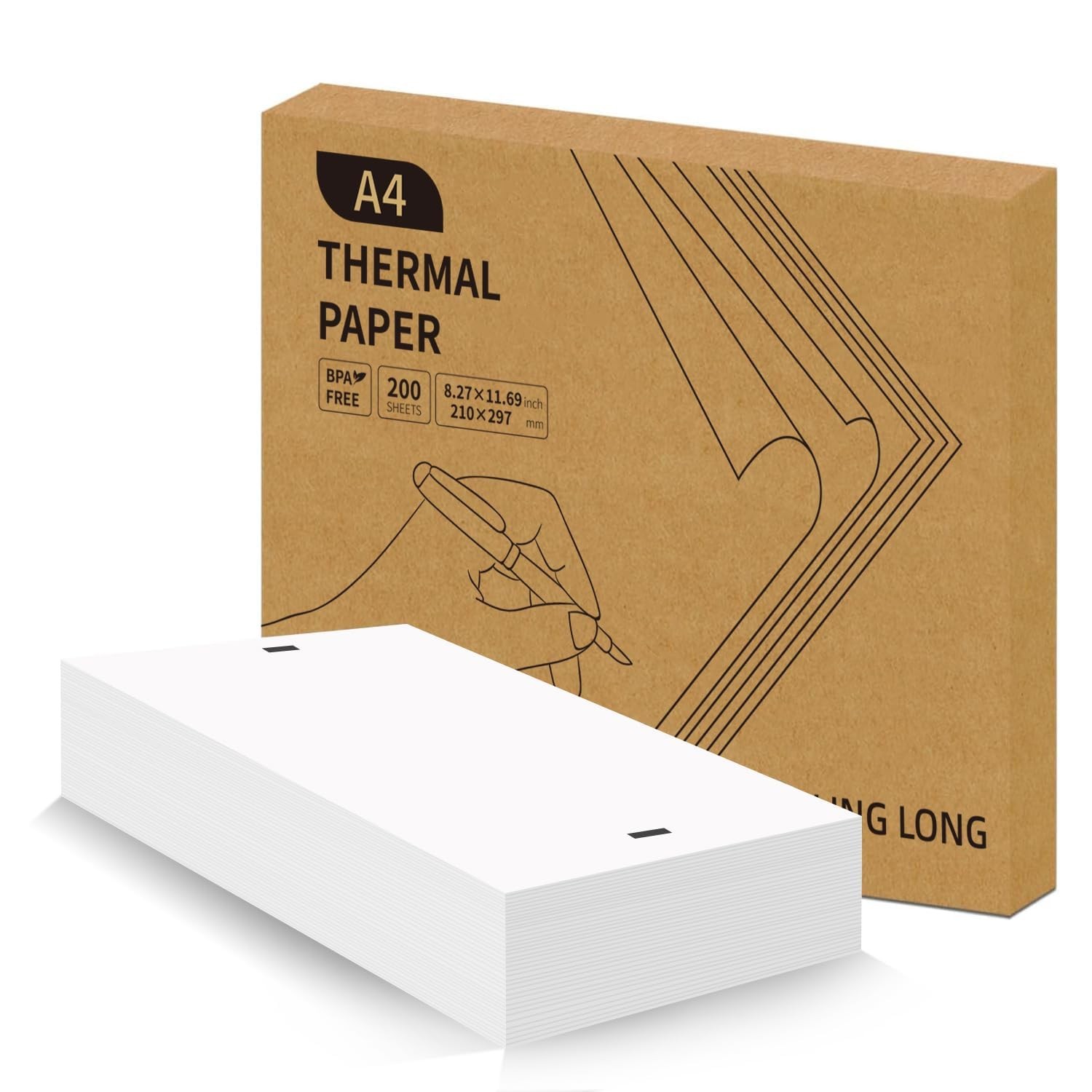 LINGLONG A4 Thermal Printer Paper, [A4]200 Sheets Continual 8.5 x 11″, White