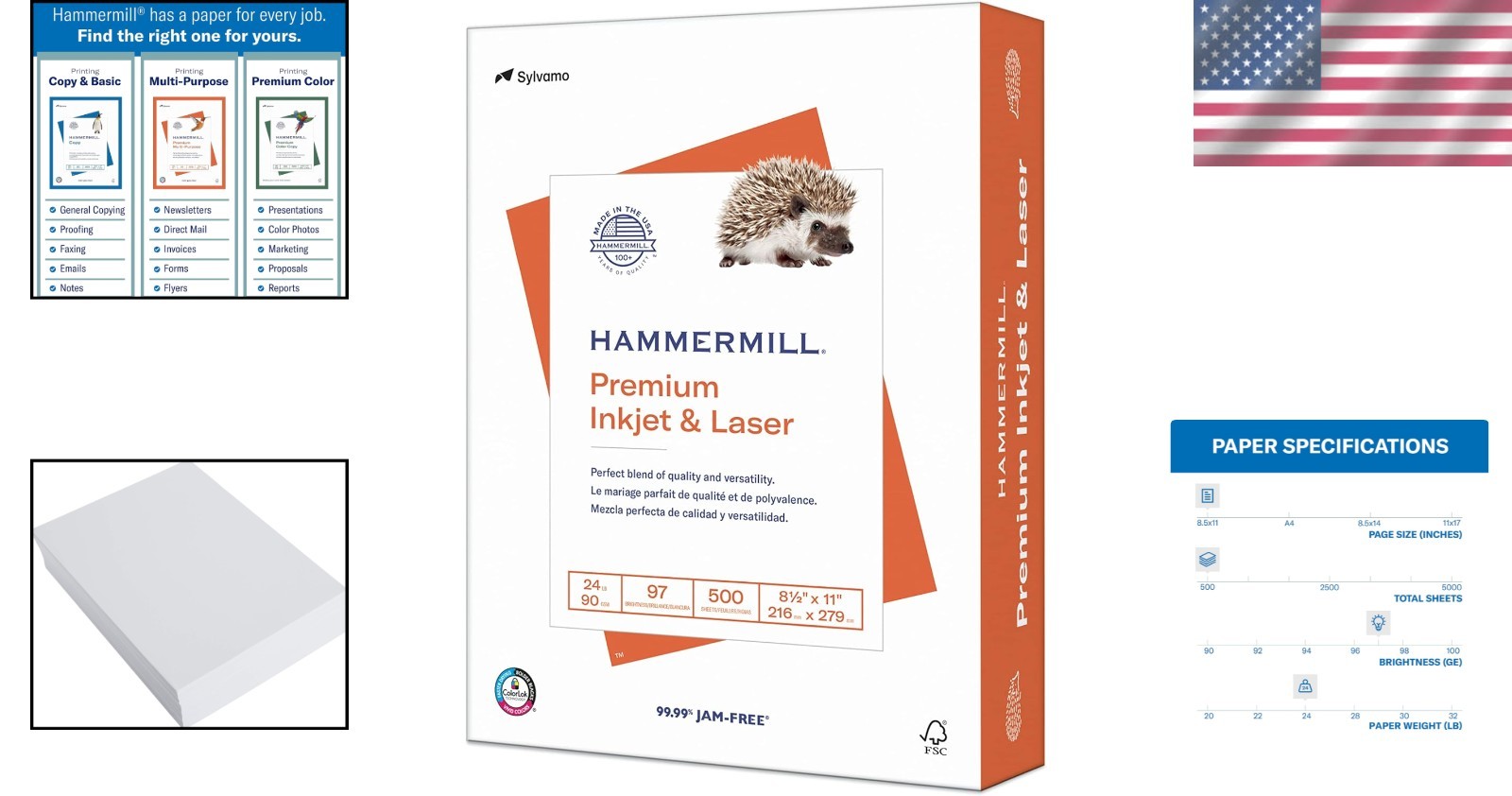 High-Quality 24 lb White Printer Paper – 8.5 x 11, 500 Sheets with 97 Brightness