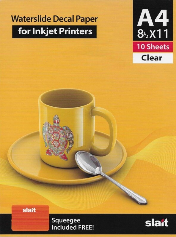 Slait Inkjet Waterslide Decal Paper CLEAR – A4 8.5×11 30 Sheets w/Free Squeegee