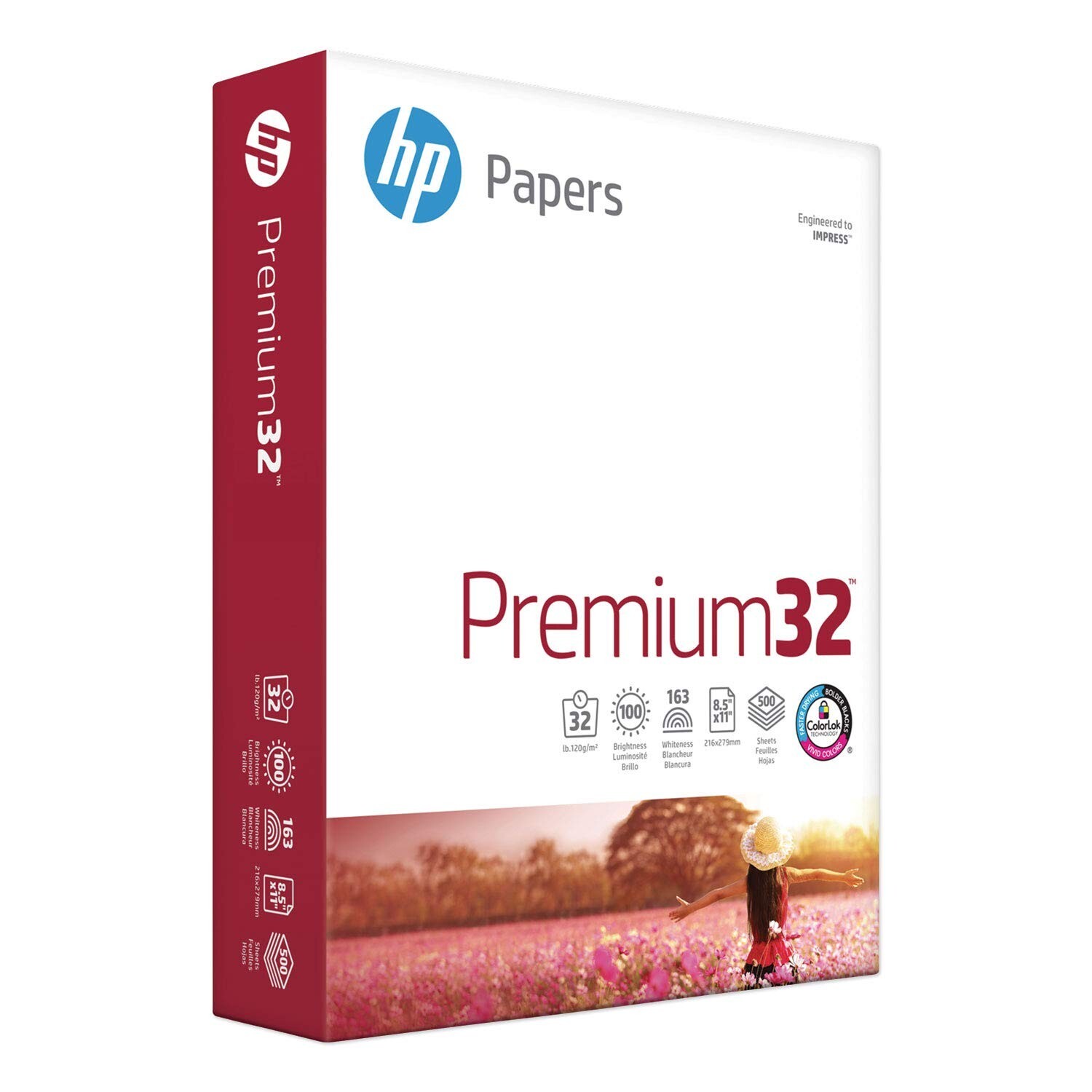HP Paper Printer | 8.5 x 11 Paper | Premium 32 lb | 1 Ream – 500 Sheets | 100…