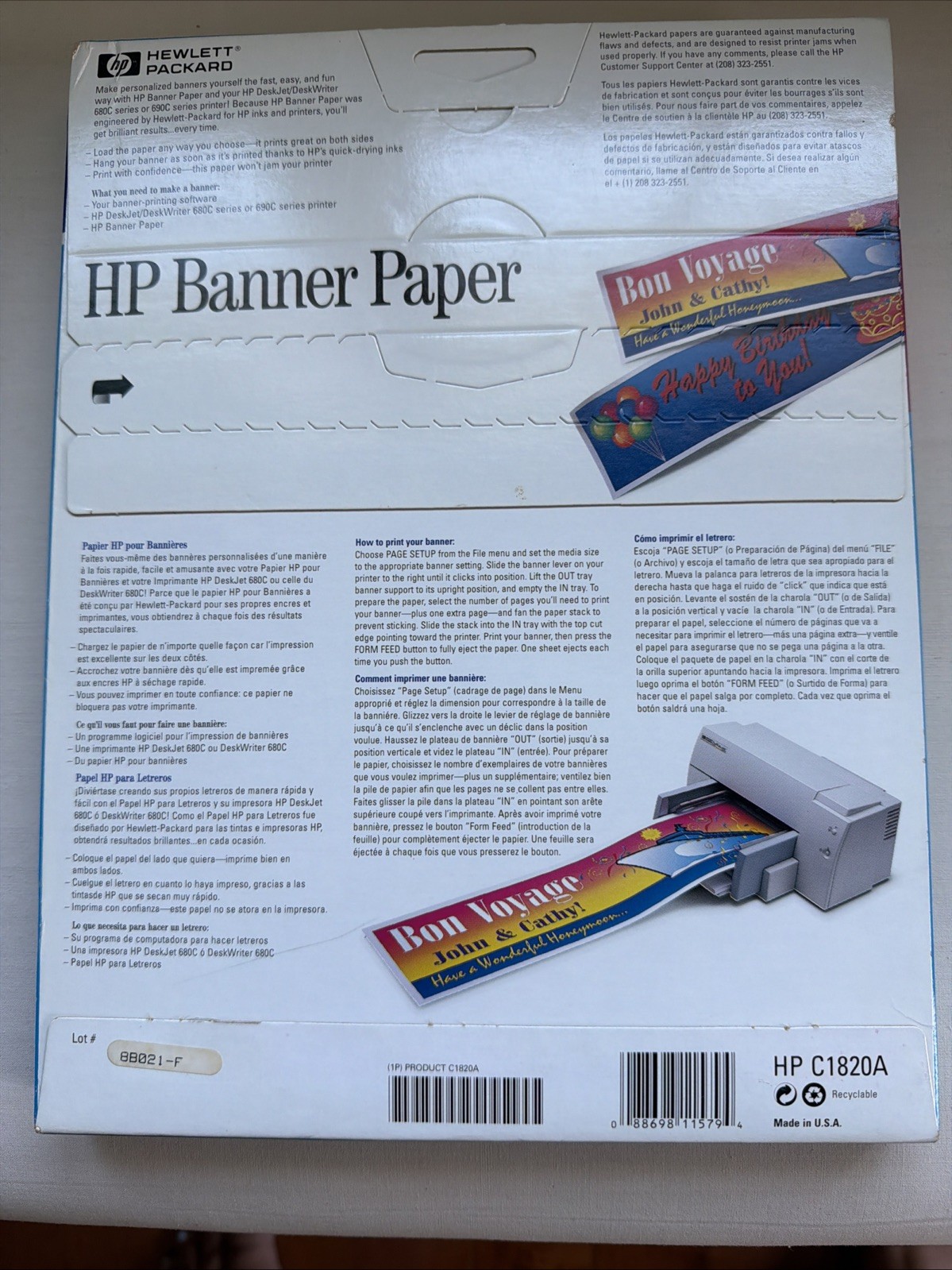 HP Banner Paper for Inkjet Printers – Make your own Banners NEW SEALED